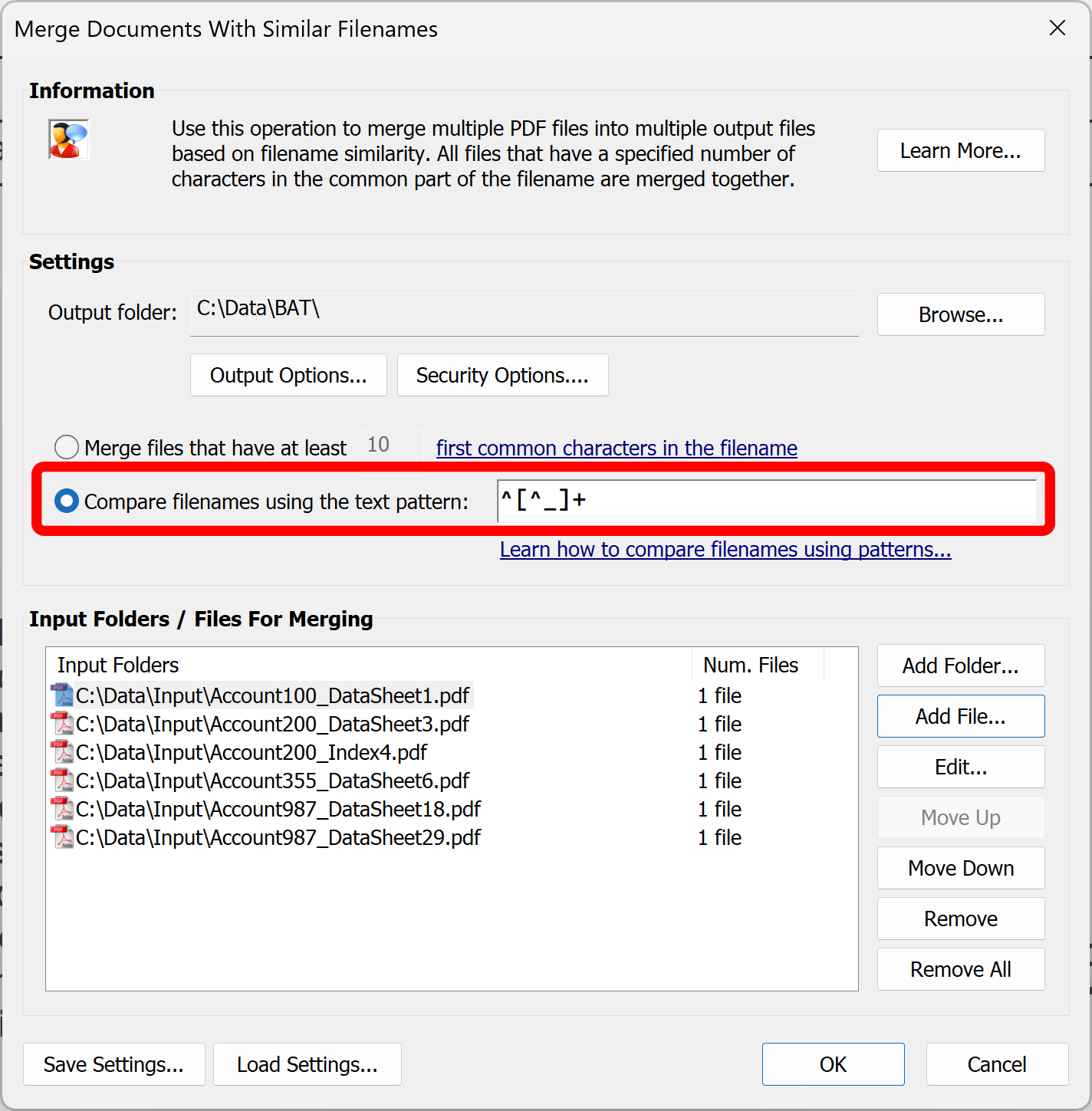 Type text pattern into corresponding entry field