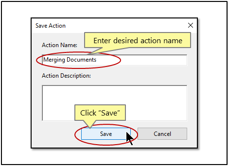 Enter action name and optional description