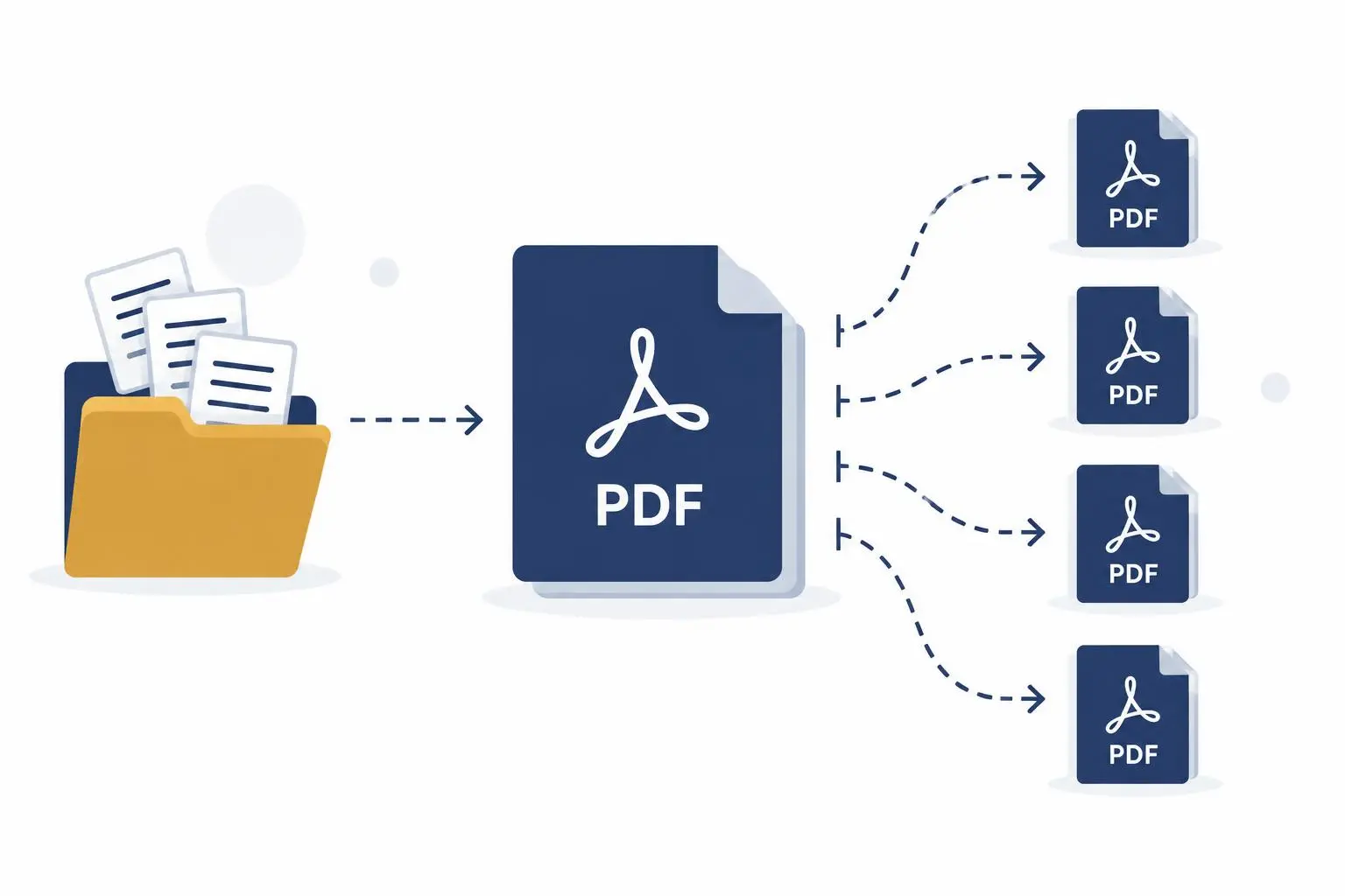 One large PDF document splitting automatically into multiple smaller PDF files