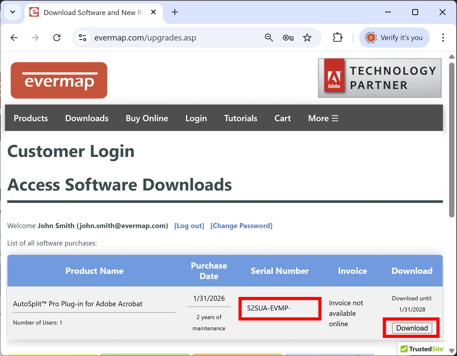 Press Download button