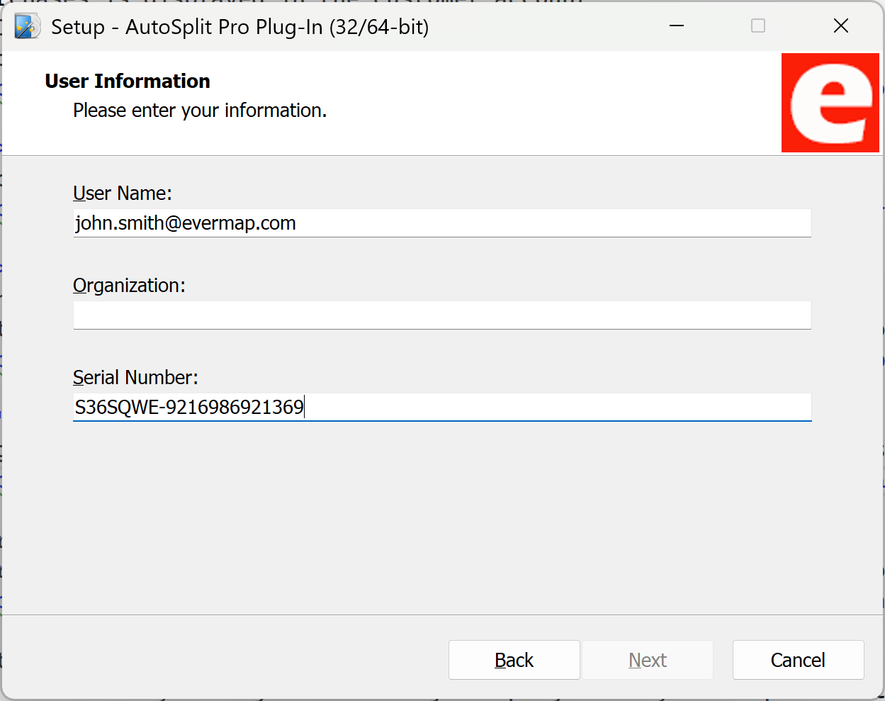 Enter user information