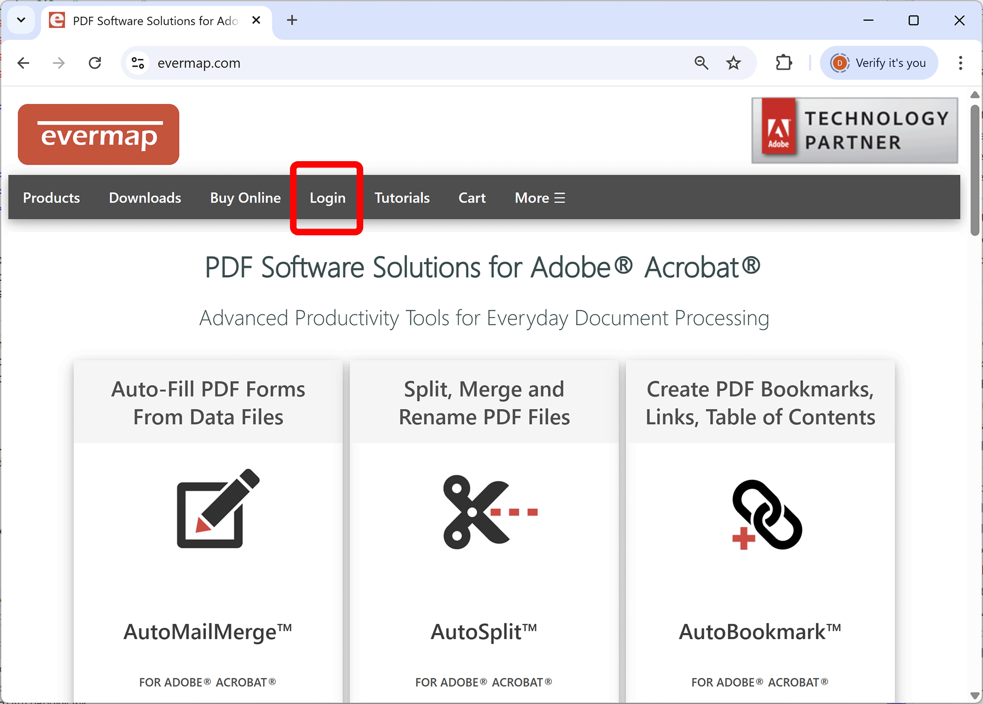 Navigate to www.evermap.com