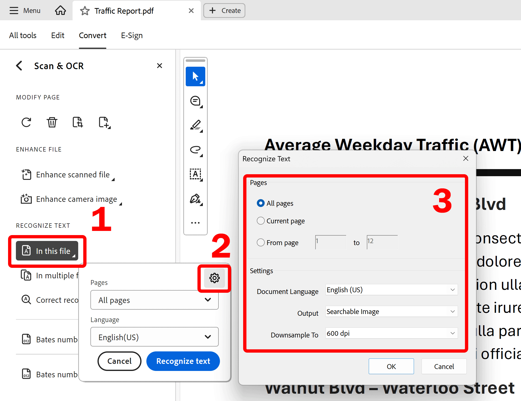 Optionally, edit processing settings by clicking on gear icon